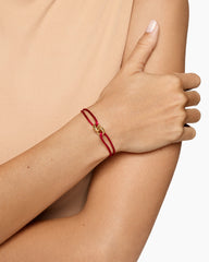 Sculpted Cable Linked Cord Bracelet in Red Nylon with 18K Yellow Gold, 8.7mm