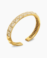 Pyramid Cuff Bracelet in 18K Yellow Gold with Diamonds, 8mm