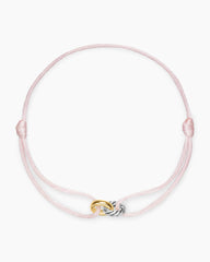 Sculpted Cable Linked Cord Bracelet in Blush Nylon with Sterling Silver and 14K Yellow Gold, 8.7mm