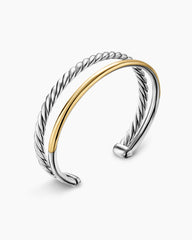 DY Mercer® Two Row Cuff Bracelet in Sterling Silver with 18K Yellow Gold, 8mm