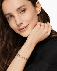 DY Mercer® Two Row Cuff Bracelet in Sterling Silver with 18K Yellow Gold, 8mm