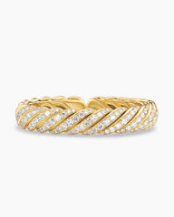 Sculpted Cable Flex Bracelet in 18K Yellow Gold with Diamonds, 11mm