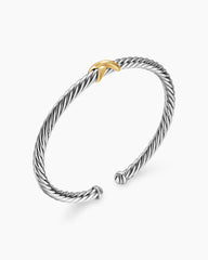 Cable Flex® X Station Bracelet in Sterling Silver with 14K Yellow Gold, 4mm