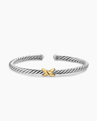 Cable Flex® X Station Bracelet in Sterling Silver with 14K Yellow Gold, 4mm
