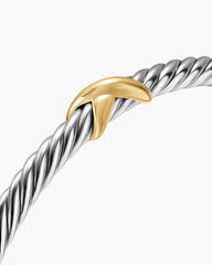 Cable Flex® X Station Bracelet in Sterling Silver with 14K Yellow Gold, 4mm