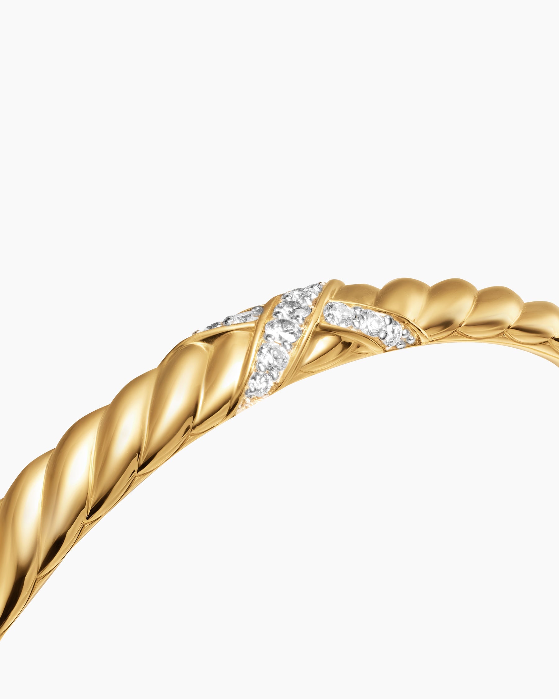 Sculpted Cable X Center Station Bracelet in 18K Yellow Gold with Diamonds, 6.2mm