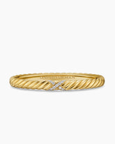Sculpted Cable X Center Station Bracelet in 18K Yellow Gold with Diamonds, 6.2mm