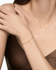 Petite Pavé Initial Chain Bracelet in 18K Yellow Gold with Diamond A