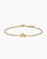 Petite Pavé Initial Chain Bracelet in 18K Yellow Gold with Diamond A