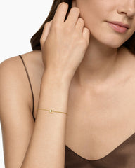Petite Pavé Initial Chain Bracelet in 18K Yellow Gold with Diamond B