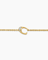 Petite Pavé Initial Chain Bracelet in 18K Yellow Gold with Diamond C