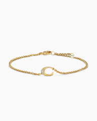 Petite Pavé Initial Chain Bracelet in 18K Yellow Gold with Diamond C