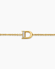 Petite Pavé Initial Chain Bracelet in 18K Yellow Gold with Diamond D