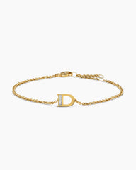 Petite Pavé Initial Chain Bracelet in 18K Yellow Gold with Diamond D