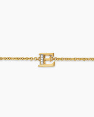 Petite Pavé Initial Chain Bracelet in 18K Yellow Gold with Diamond E