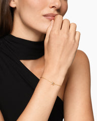 Petite Pavé Initial Chain Bracelet in 18K Yellow Gold with Diamond E