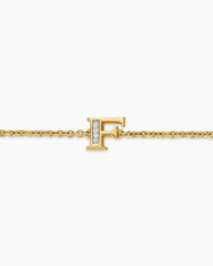 Petite Pavé Initial Chain Bracelet in 18K Yellow Gold with Diamond F