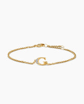 Petite Pavé Initial Chain Bracelet in 18K Yellow Gold with Diamond G