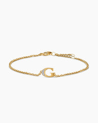 Petite Pavé Initial Chain Bracelet in 18K Yellow Gold with Diamond G