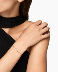 Petite Pavé Initial Chain Bracelet in 18K Yellow Gold with Diamond H