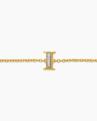 Petite Pavé Initial Chain Bracelet in 18K Yellow Gold with Diamond I