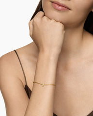 Petite Pavé Initial Chain Bracelet in 18K Yellow Gold with Diamond I