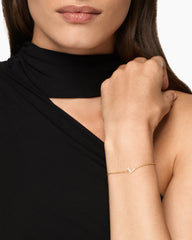 Petite Pavé Initial Chain Bracelet in 18K Yellow Gold with Diamond L