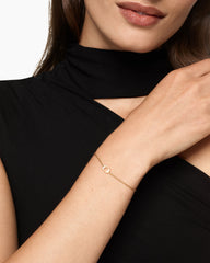 Petite Pavé Initial Chain Bracelet in 18K Yellow Gold with Diamond O