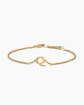 Petite Pavé Initial Chain Bracelet in 18K Yellow Gold with Diamond Q