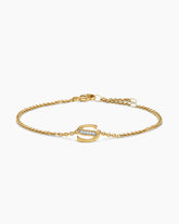 Petite Pavé Initial Chain Bracelet in 18K Yellow Gold with Diamond S