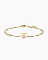 Petite Pavé Initial Chain Bracelet in 18K Yellow Gold with Diamond T