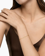 Petite Pavé Initial Chain Bracelet in 18K Yellow Gold with Diamond V