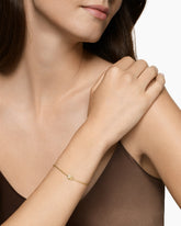 Petite Pavé Initial Chain Bracelet in 18K Yellow Gold with Diamond W