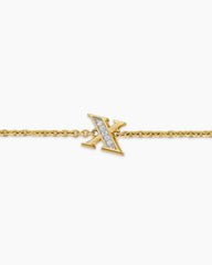 Petite Pavé Initial Chain Bracelet in 18K Yellow Gold with Diamond X