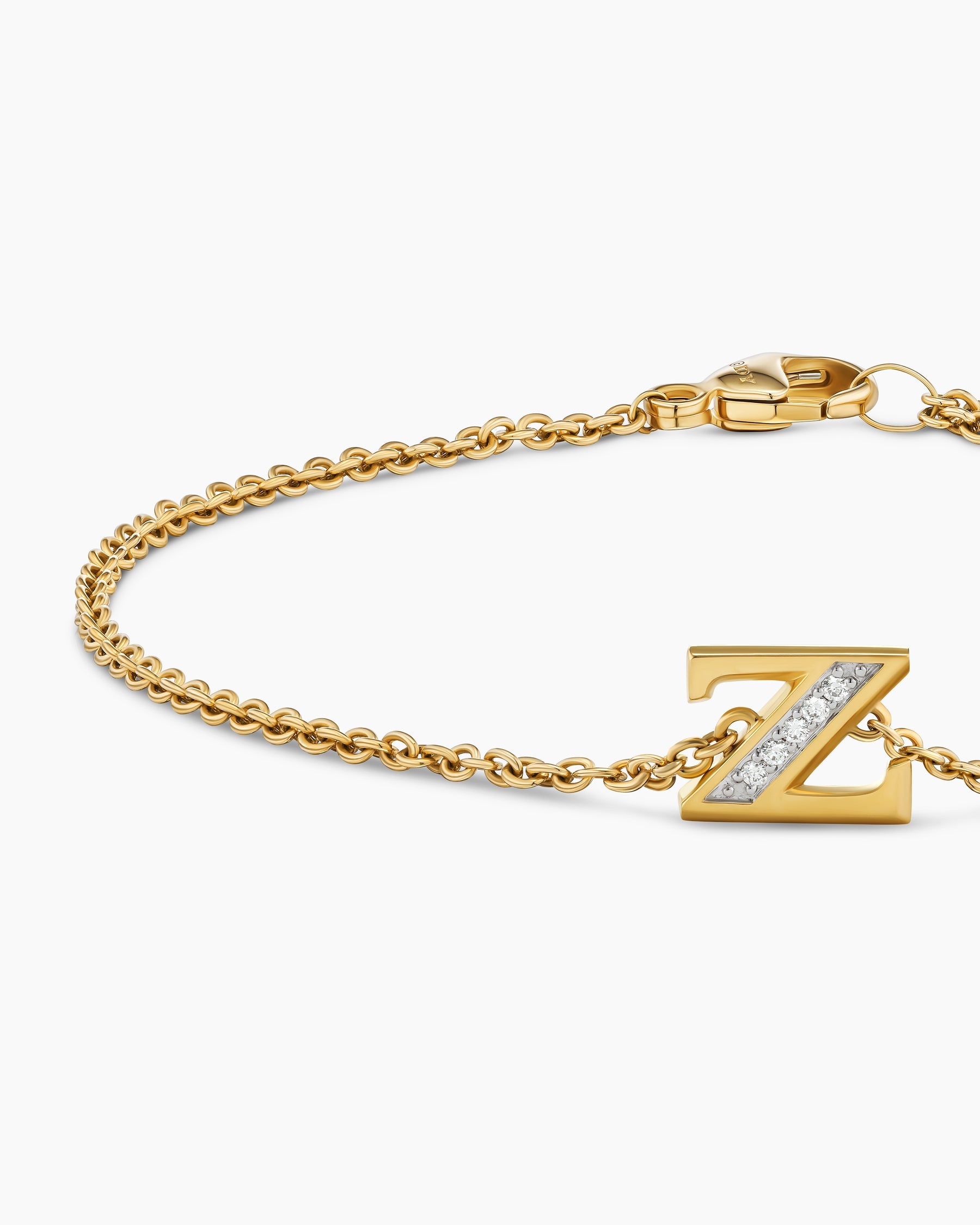Petite Pavé Initial Chain Bracelet in 18K Yellow Gold with Diamond Z