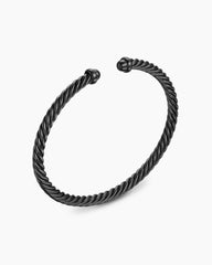 Classic Cable Bracelet in Black Aluminum, 4mm