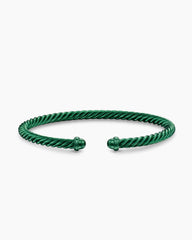Classic Cable Bracelet in Green Aluminum, 4mm