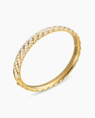 Sculpted Cable Bangle Bracelet in 18K Yellow Gold with Diamonds, 8mm