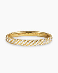 Sculpted Cable Bangle Bracelet in 18K Yellow Gold with Diamonds, 8mm