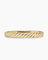 Sculpted Cable Bangle Bracelet in 18K Yellow Gold with Diamonds, 8mm