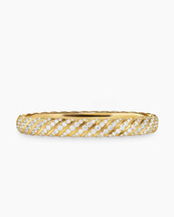 Sculpted Cable Bangle Bracelet in 18K Yellow Gold with Diamonds, 8mm