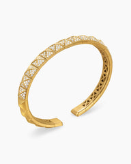 Pyramid Bangle Bracelet in 18K Yellow Gold with Diamonds, 6.5mm