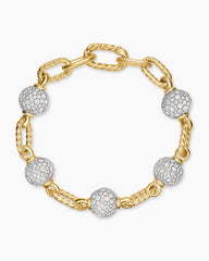 DY Madison® Pavé Bead Chain Bracelet in 18K Yellow Gold with Diamonds, 8.5mm
