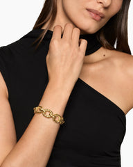 Sculpted Cable Oval Link Bracelet in 18K Yellow Gold, 18mm