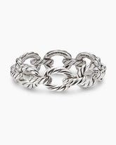 Sculpted Cable Oval Link Bracelet in Sterling Silver, 18mm