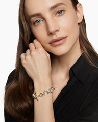 DY Mercer® Chain Bracelet in Sterling Silver with 18K Yellow Gold and Diamonds, 8mm
