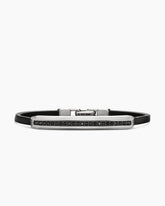 Streamline® ID Bracelet in Black Leather with Sterling Silver and Black Diamonds, 6mm
