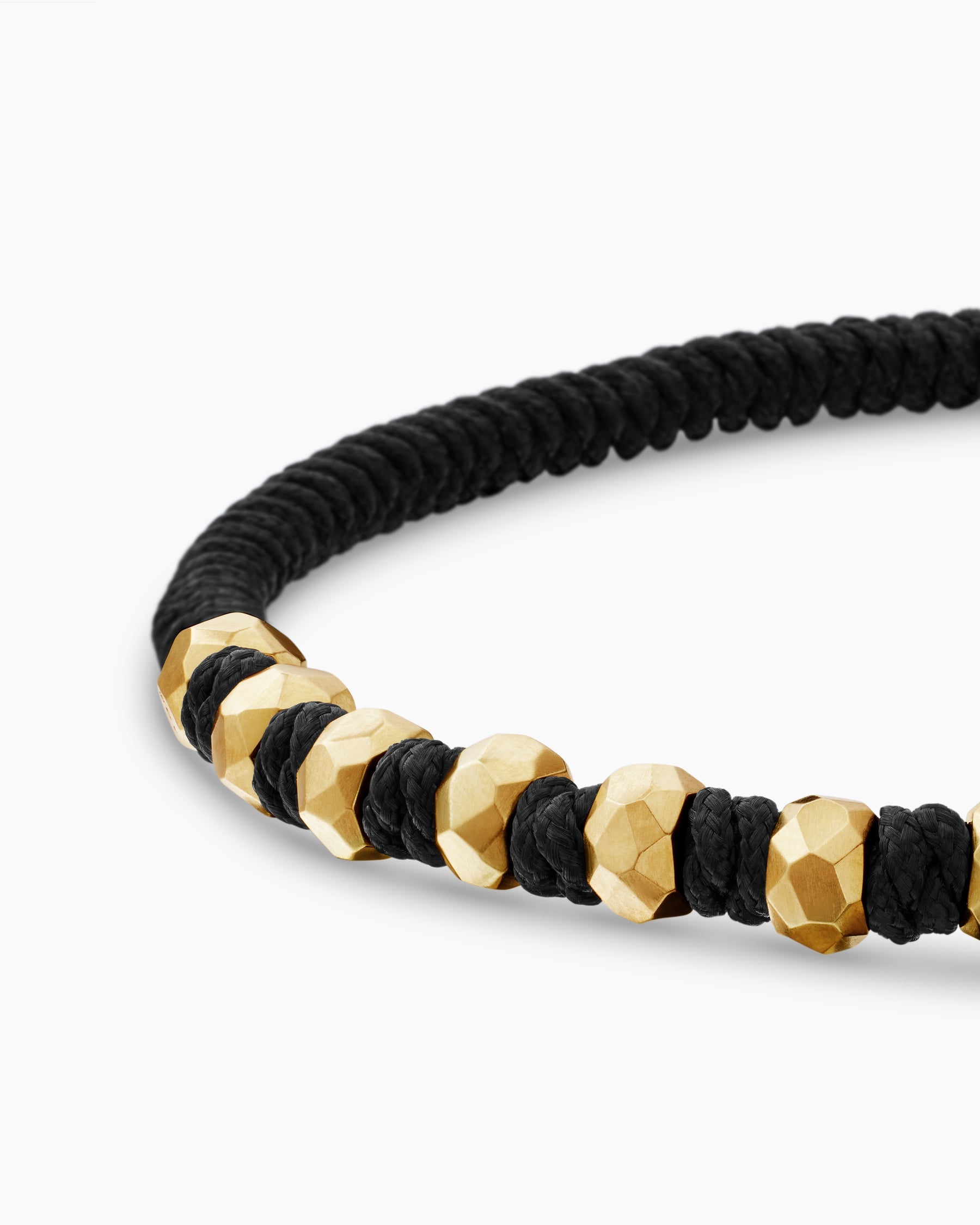 Fortune Woven Bracelet in Black Nylon with Black Onyx and 18K Yellow Gold, 5.5mm