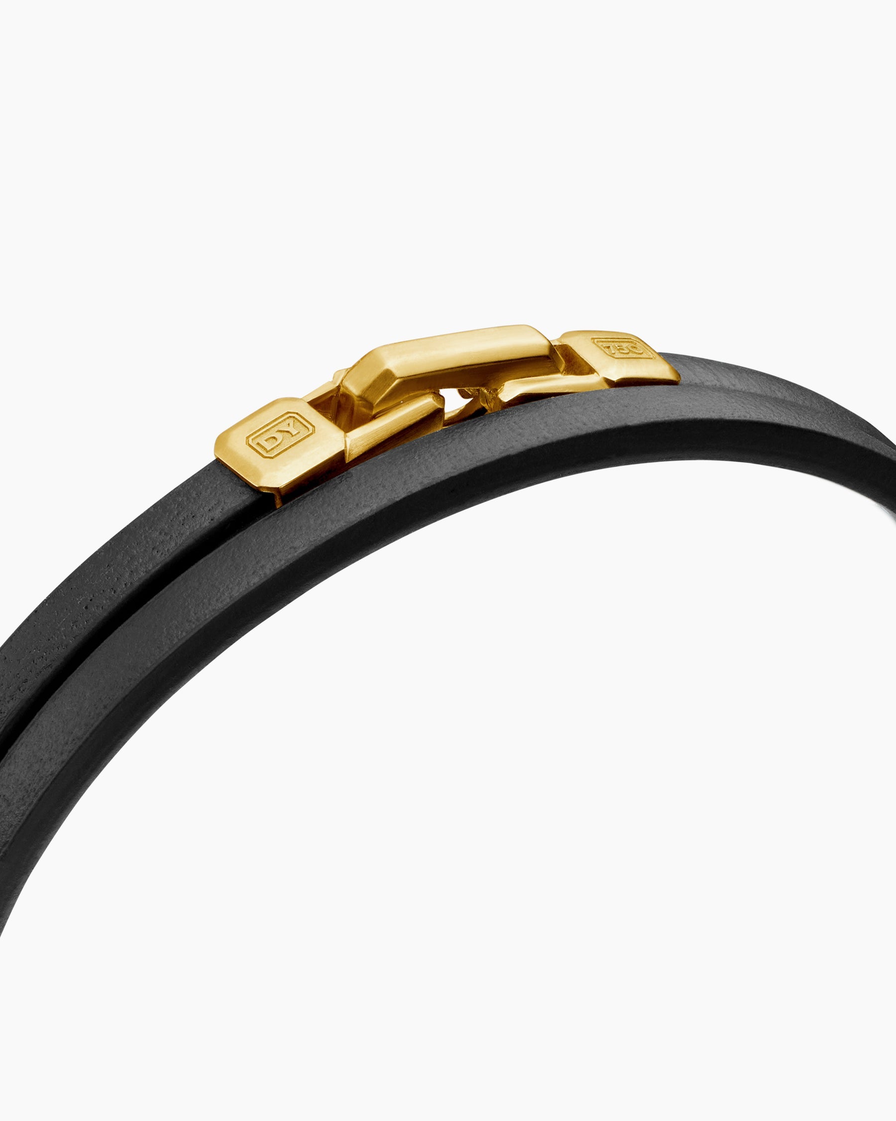Streamline® Double Wrap Bracelet in Black Leather with 18K Yellow Gold, 5.2mm