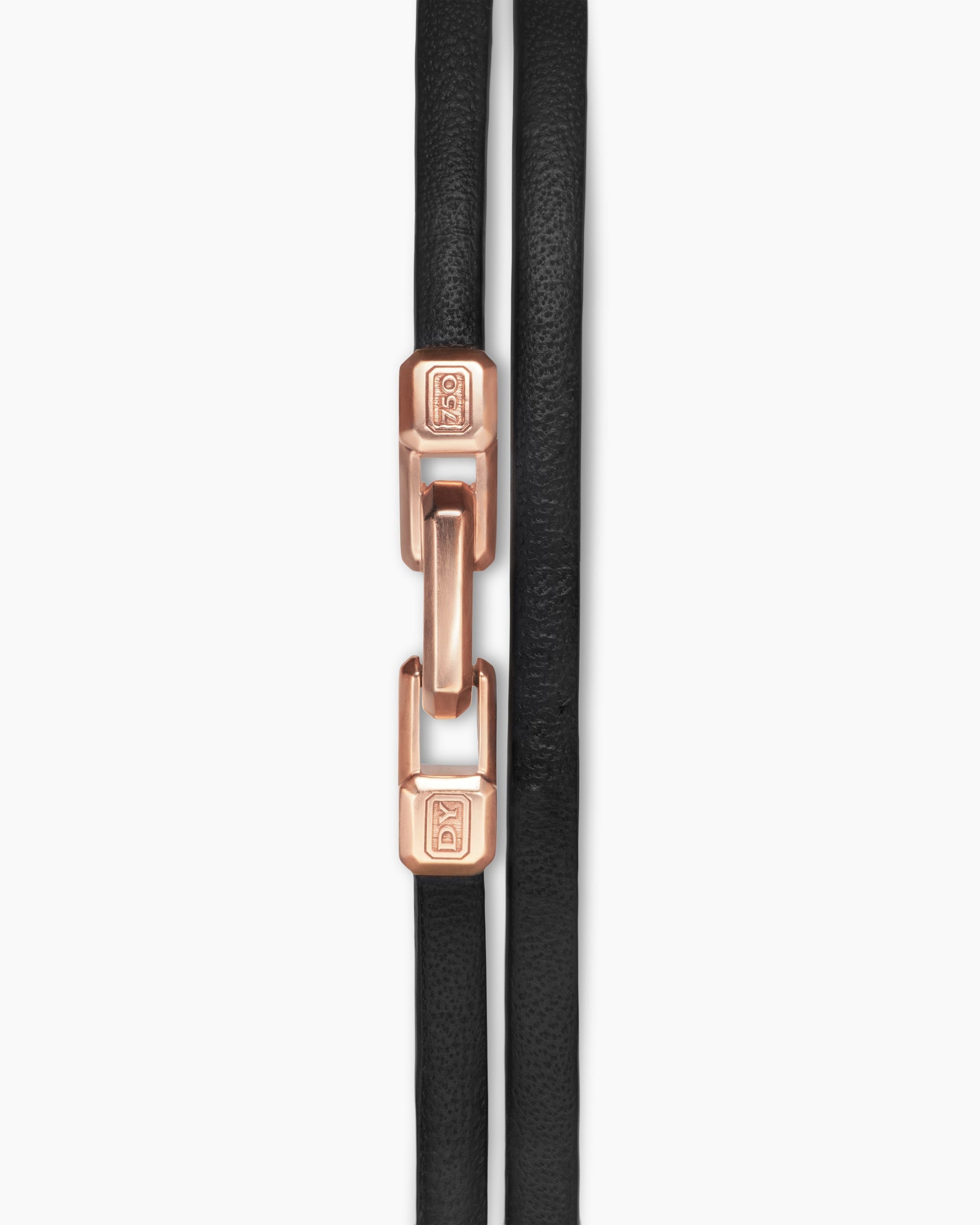 Streamline® Double Wrap Black Leather Bracelet with 18K Rose Gold, 5.2mm